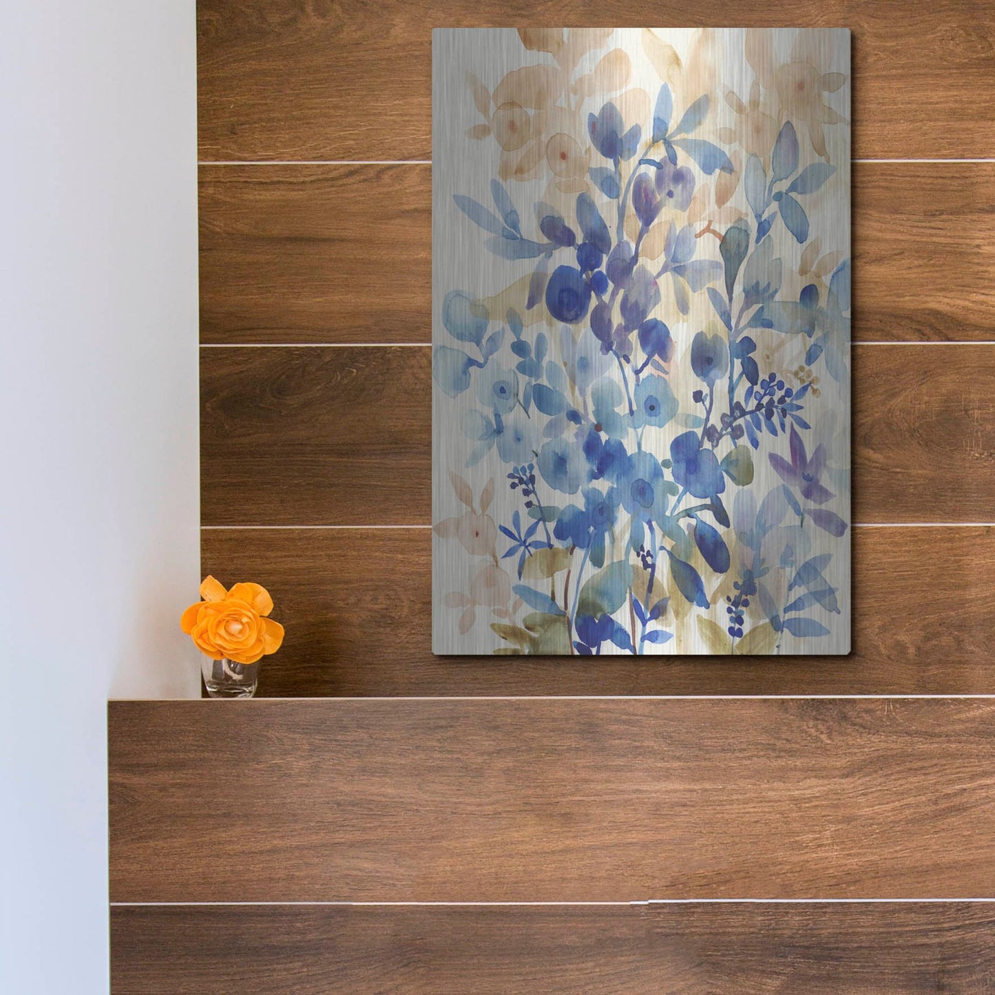 Luxe Metal Art 'Blueberry Floral I' by Tim O'Toole, Metal Wall Art,12x16