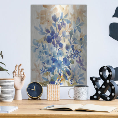 Luxe Metal Art 'Blueberry Floral I' by Tim O'Toole, Metal Wall Art,12x16