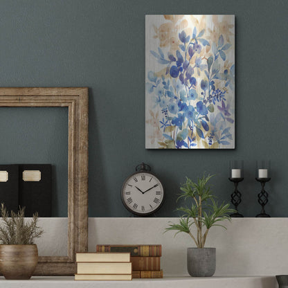 Luxe Metal Art 'Blueberry Floral I' by Tim O'Toole, Metal Wall Art,12x16