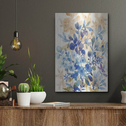 Luxe Metal Art 'Blueberry Floral I' by Tim O'Toole, Metal Wall Art,12x16