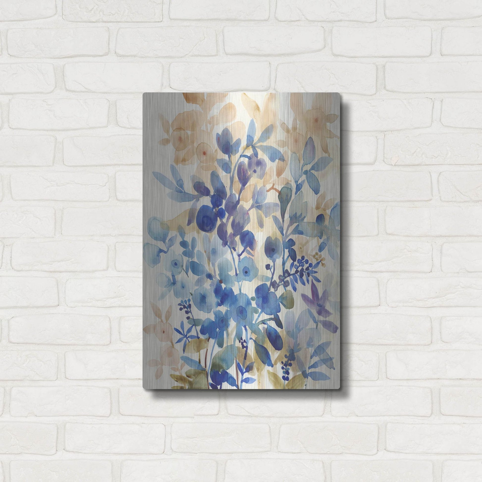 Luxe Metal Art 'Blueberry Floral I' by Tim O'Toole, Metal Wall Art,16x24