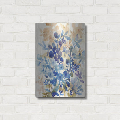Luxe Metal Art 'Blueberry Floral I' by Tim O'Toole, Metal Wall Art,16x24