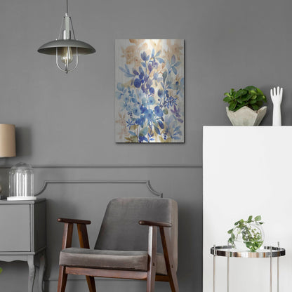 Luxe Metal Art 'Blueberry Floral I' by Tim O'Toole, Metal Wall Art,16x24