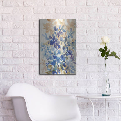 Luxe Metal Art 'Blueberry Floral I' by Tim O'Toole, Metal Wall Art,16x24