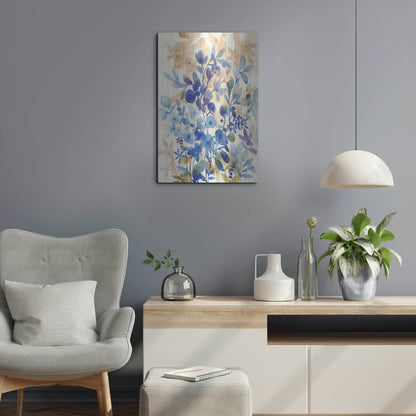 Luxe Metal Art 'Blueberry Floral I' by Tim O'Toole, Metal Wall Art,16x24