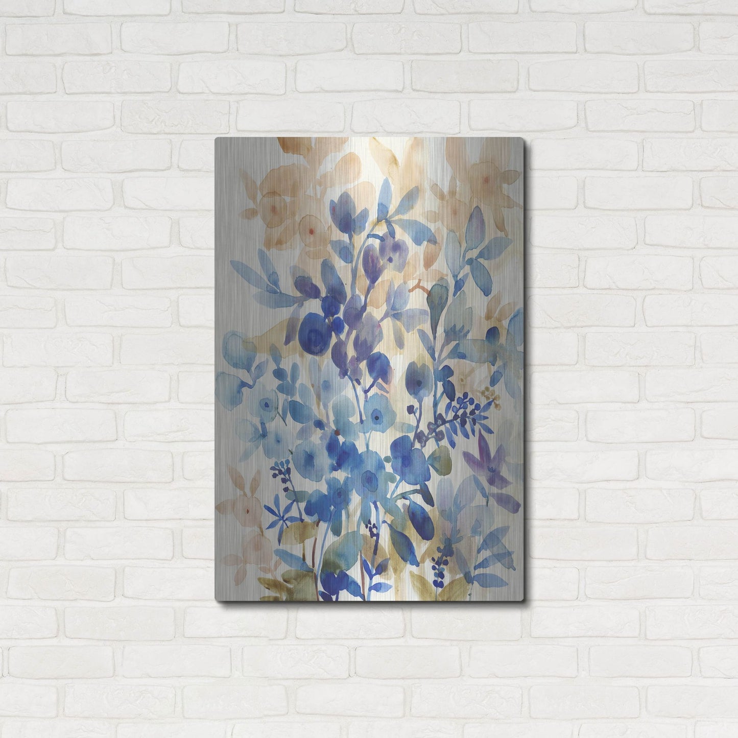 Luxe Metal Art 'Blueberry Floral I' by Tim O'Toole, Metal Wall Art,24x36