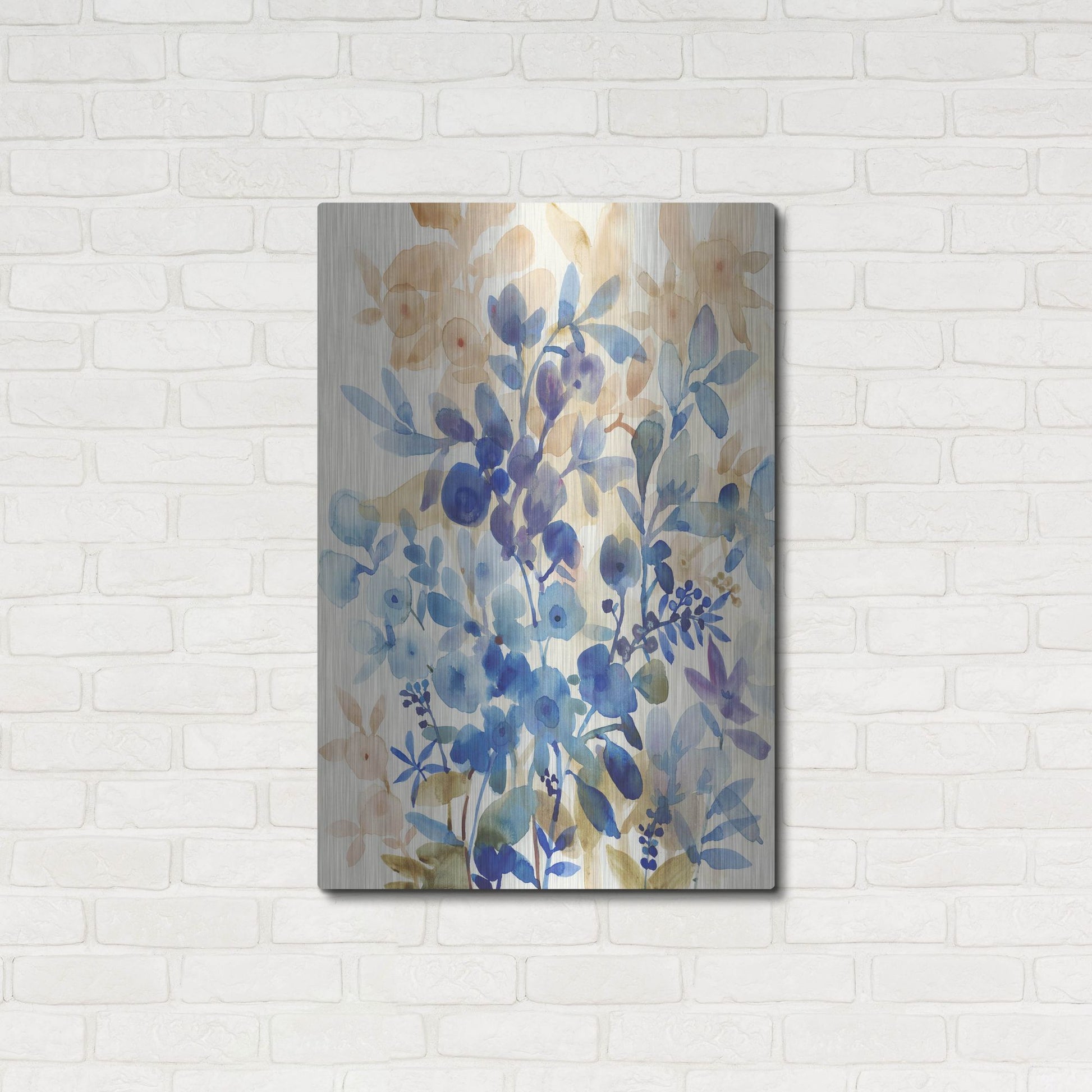 Luxe Metal Art 'Blueberry Floral I' by Tim O'Toole, Metal Wall Art,24x36