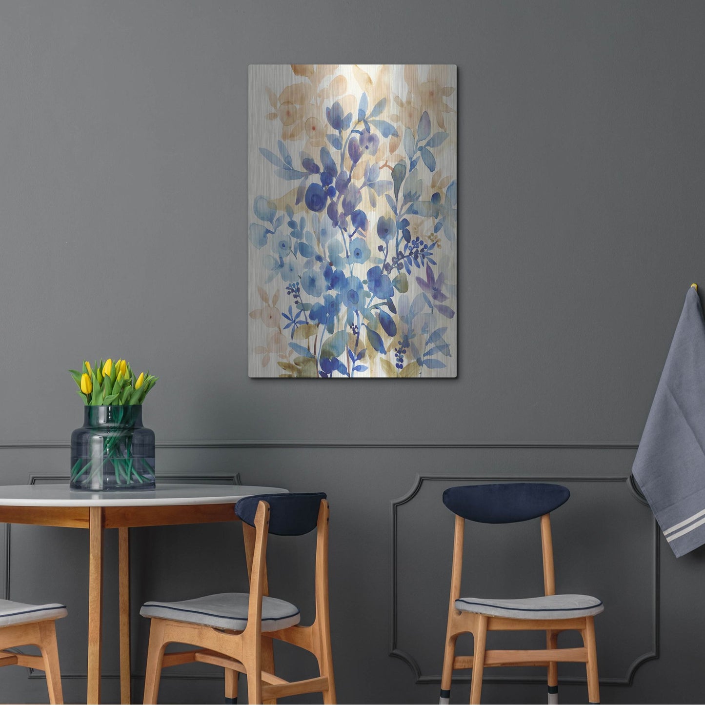 Luxe Metal Art 'Blueberry Floral I' by Tim O'Toole, Metal Wall Art,24x36