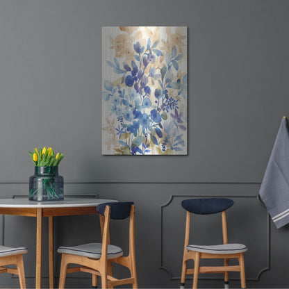 Luxe Metal Art 'Blueberry Floral I' by Tim O'Toole, Metal Wall Art,24x36