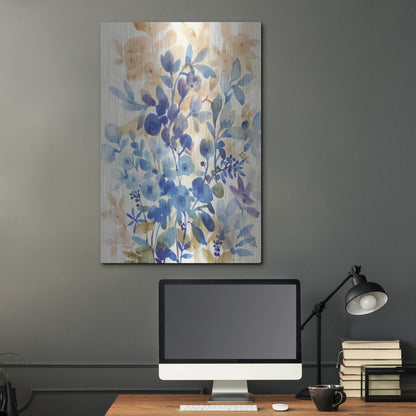 Luxe Metal Art 'Blueberry Floral I' by Tim O'Toole, Metal Wall Art,24x36