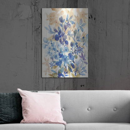 Luxe Metal Art 'Blueberry Floral I' by Tim O'Toole, Metal Wall Art,24x36
