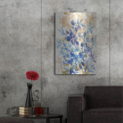 Luxe Metal Art 'Blueberry Floral I' by Tim O'Toole, Metal Wall Art,24x36