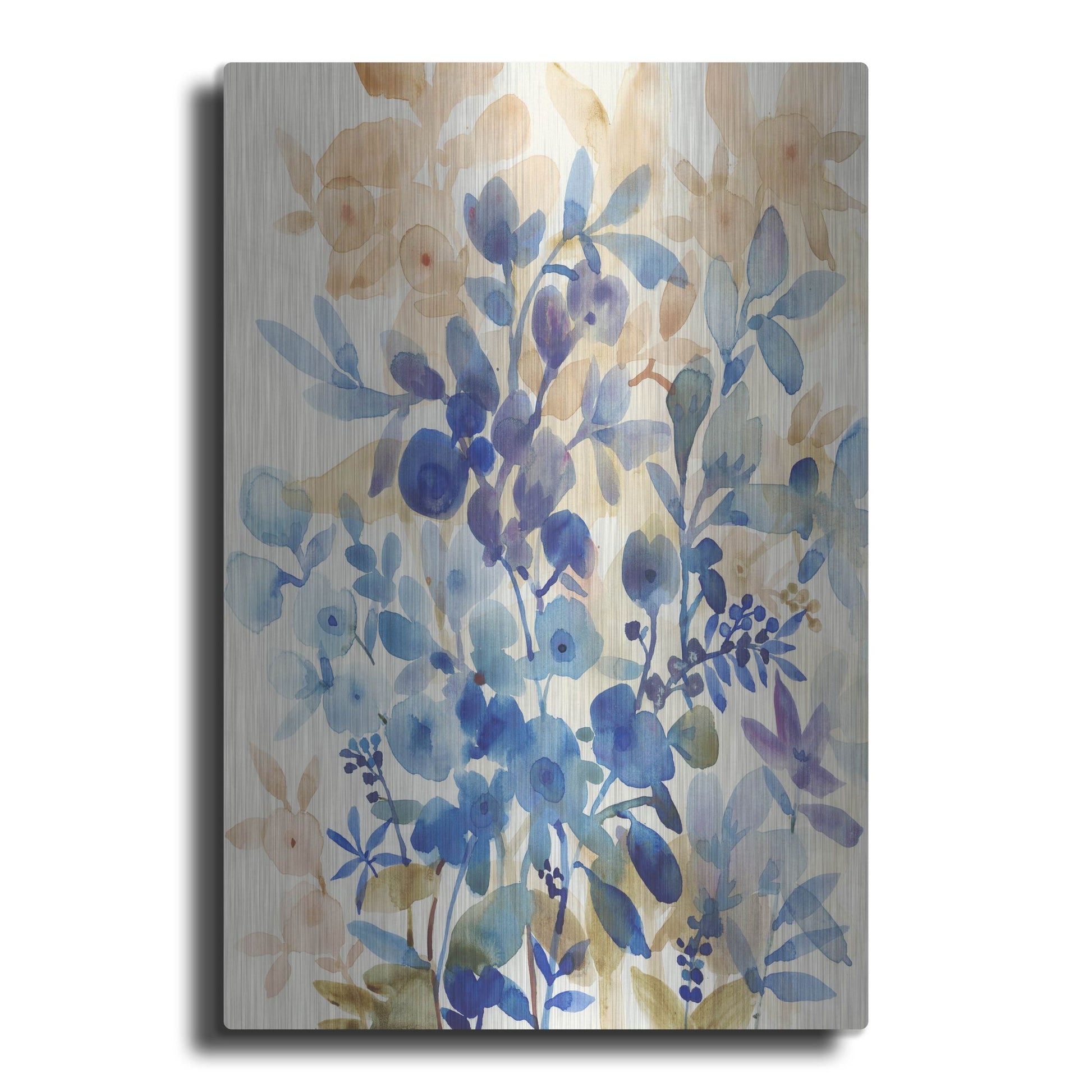 Luxe Metal Art 'Blueberry Floral I' by Tim O'Toole, Metal Wall Art