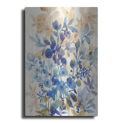 Luxe Metal Art 'Blueberry Floral I' by Tim O'Toole, Metal Wall Art