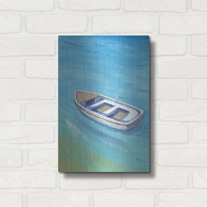 Luxe Metal Art 'Anchored Dingy I' by Tim O'Toole, Metal Wall Art,12x16