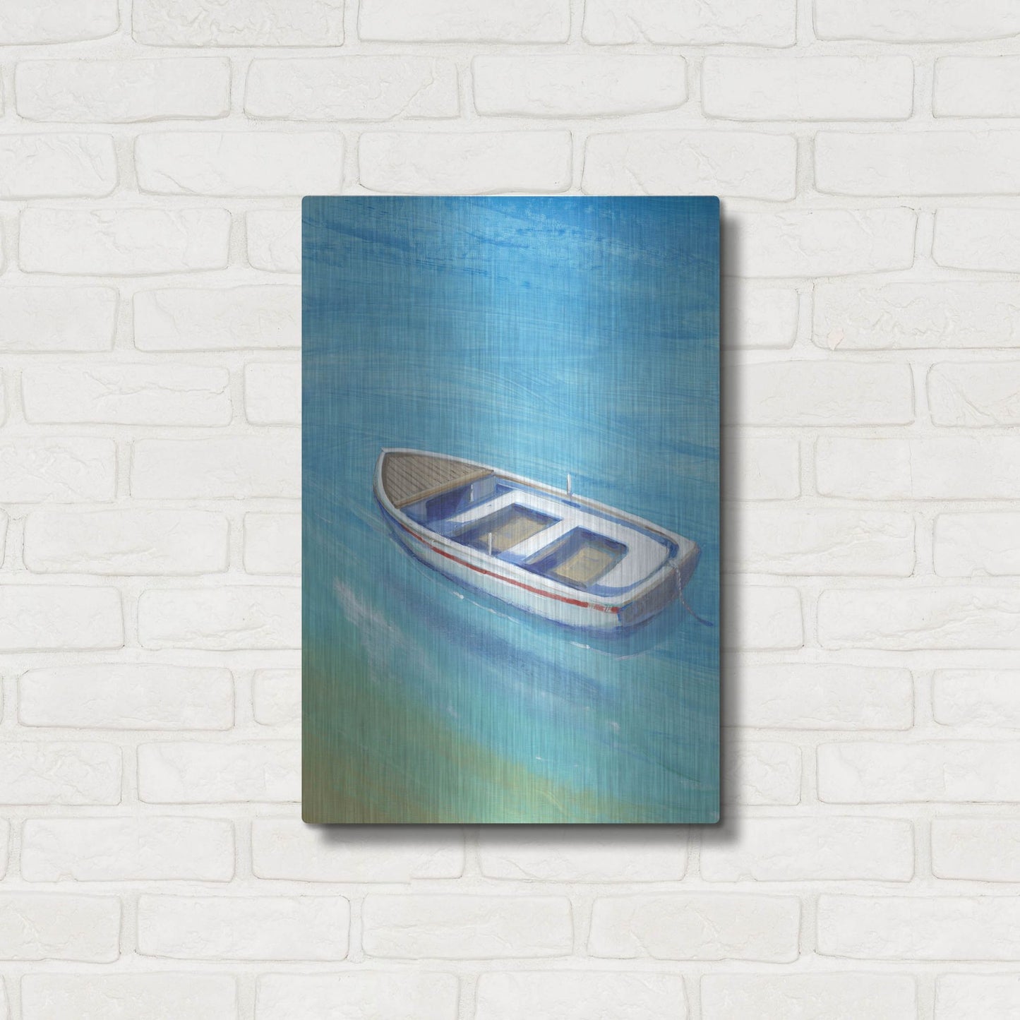 Luxe Metal Art 'Anchored Dingy I' by Tim O'Toole, Metal Wall Art,16x24