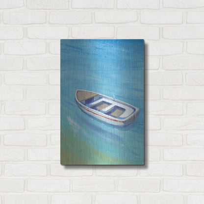 Luxe Metal Art 'Anchored Dingy I' by Tim O'Toole, Metal Wall Art,16x24