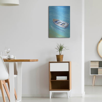 Luxe Metal Art 'Anchored Dingy I' by Tim O'Toole, Metal Wall Art,16x24