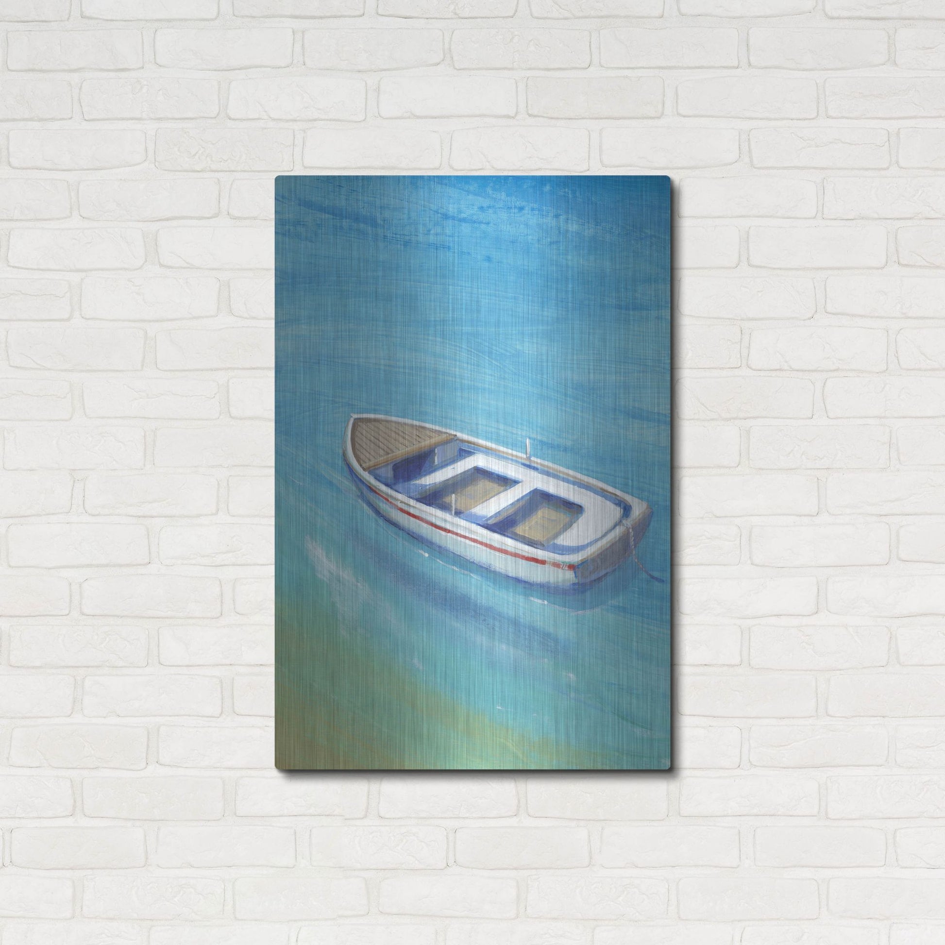 Luxe Metal Art 'Anchored Dingy I' by Tim O'Toole, Metal Wall Art,24x36