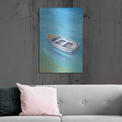 Luxe Metal Art 'Anchored Dingy I' by Tim O'Toole, Metal Wall Art,24x36