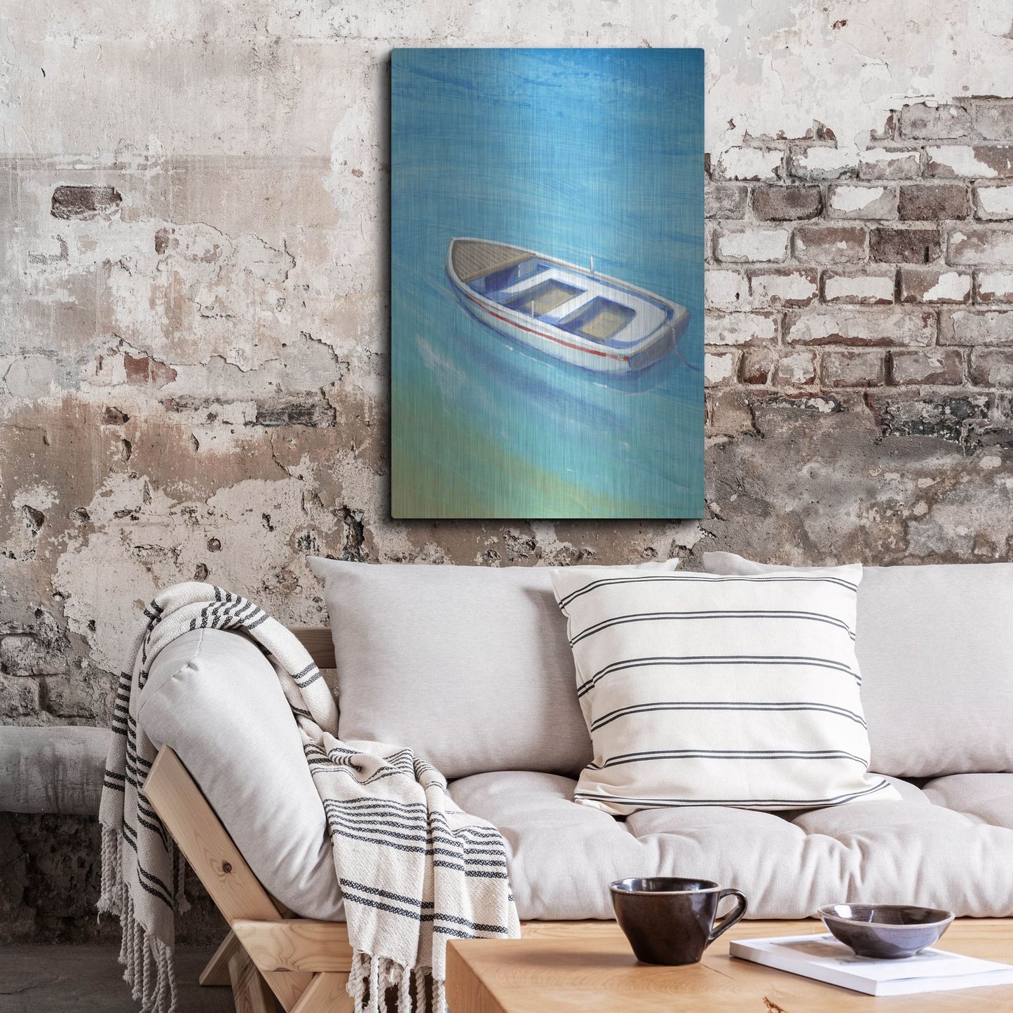 Luxe Metal Art 'Anchored Dingy I' by Tim O'Toole, Metal Wall Art,24x36