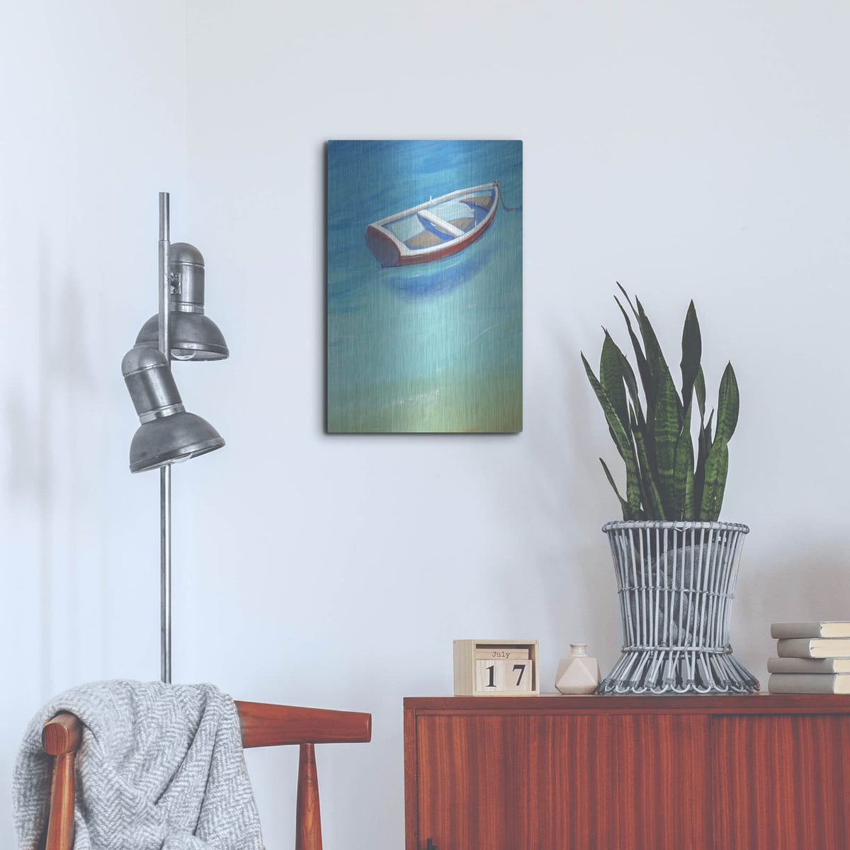 'Anchored Dingy II' by Tim O'Toole – Metal Wall Art, 16x24 room view