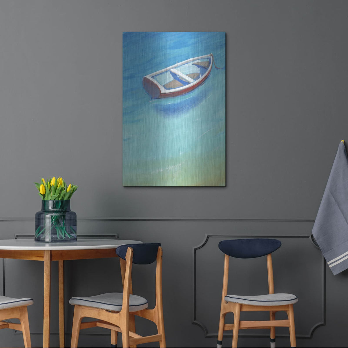 'Anchored Dingy II' by Tim O'Toole – Metal Wall Art, 24x36 room view