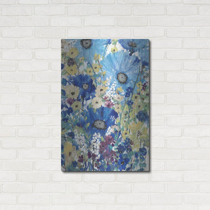 Luxe Metal Art 'Garden Blues I' by Tim O'Toole, Metal Wall Art,24x36