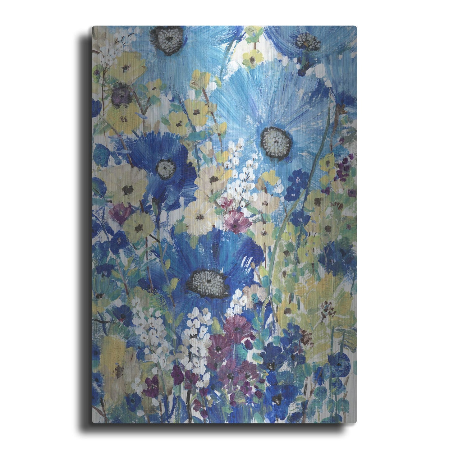 Luxe Metal Art 'Garden Blues I' by Tim O'Toole, Metal Wall Art