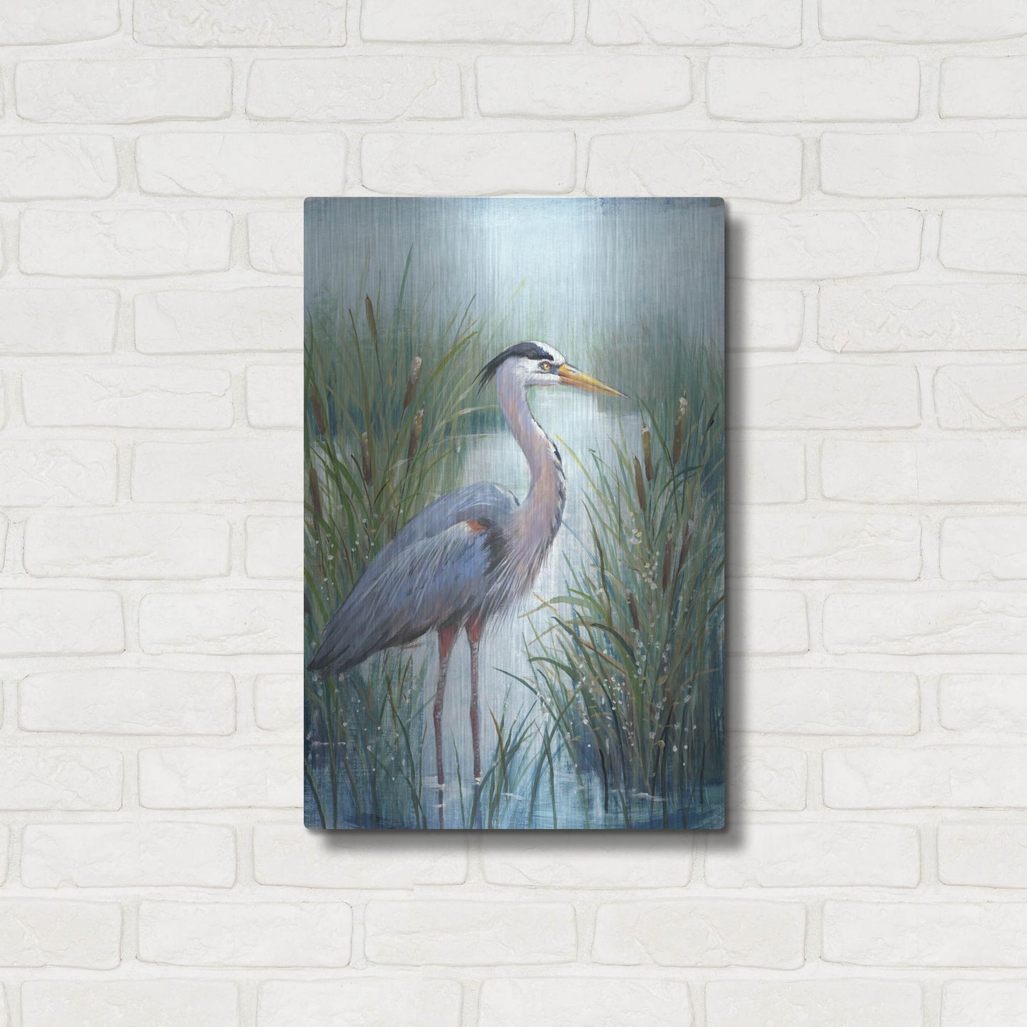 Luxe Metal Art 'Marsh Heron I' by Tim O'Toole, Metal Wall Art,16x24