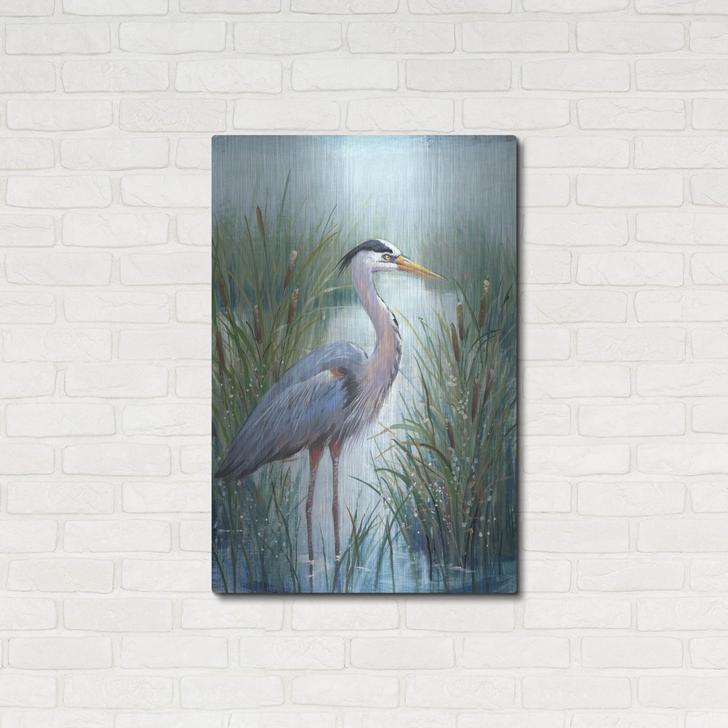 Luxe Metal Art 'Marsh Heron I' by Tim O'Toole, Metal Wall Art,24x36