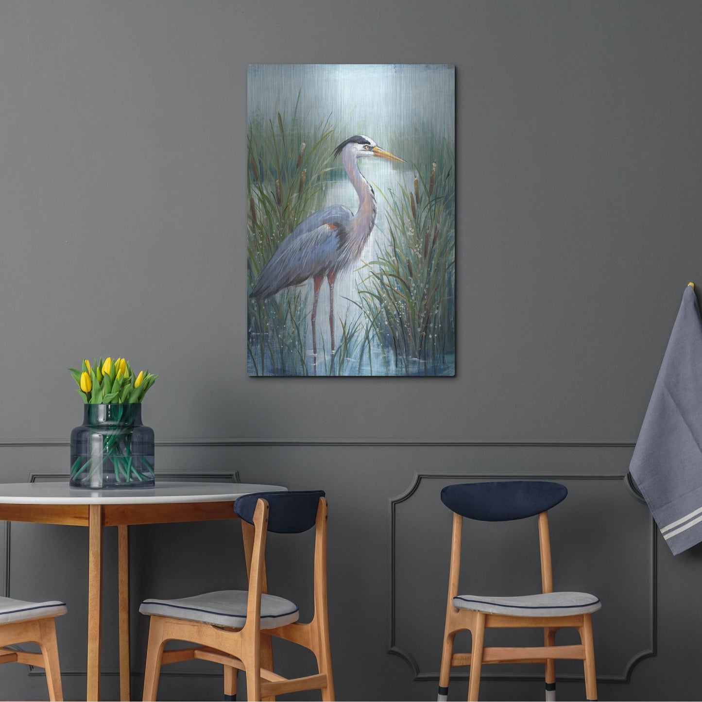 Luxe Metal Art 'Marsh Heron I' by Tim O'Toole, Metal Wall Art,24x36