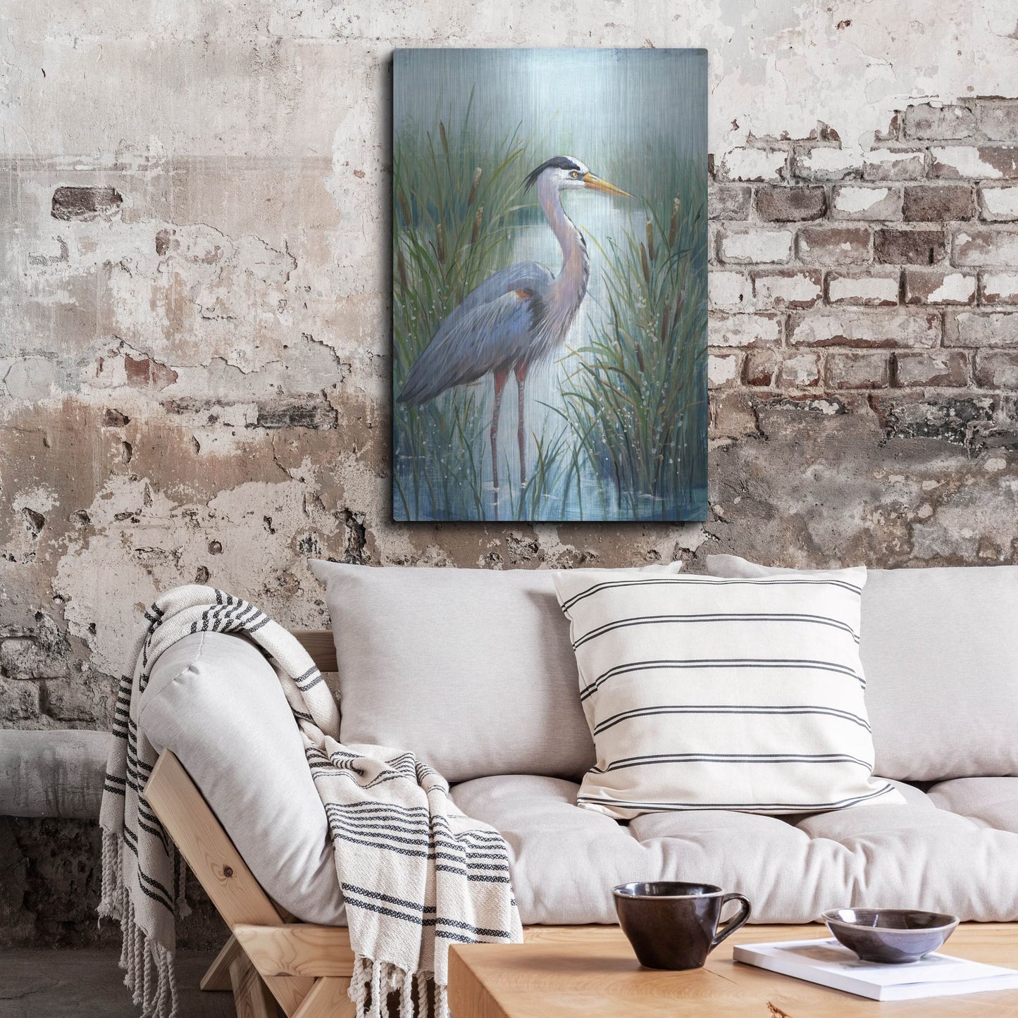 Luxe Metal Art 'Marsh Heron I' by Tim O'Toole, Metal Wall Art,24x36