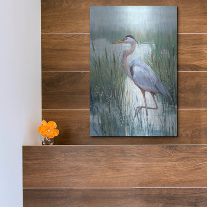 Luxe Metal Art 'Marsh Heron II' by Tim O'Toole, Metal Wall Art,12x16