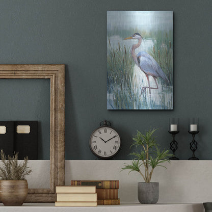 Luxe Metal Art 'Marsh Heron II' by Tim O'Toole, Metal Wall Art,12x16