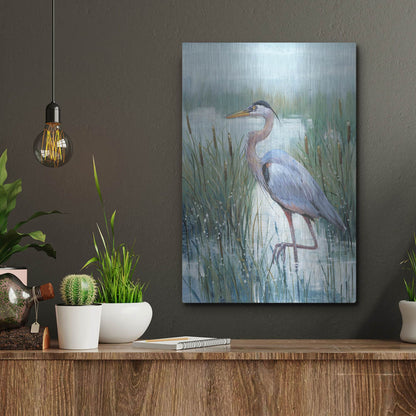 Luxe Metal Art 'Marsh Heron II' by Tim O'Toole, Metal Wall Art,12x16