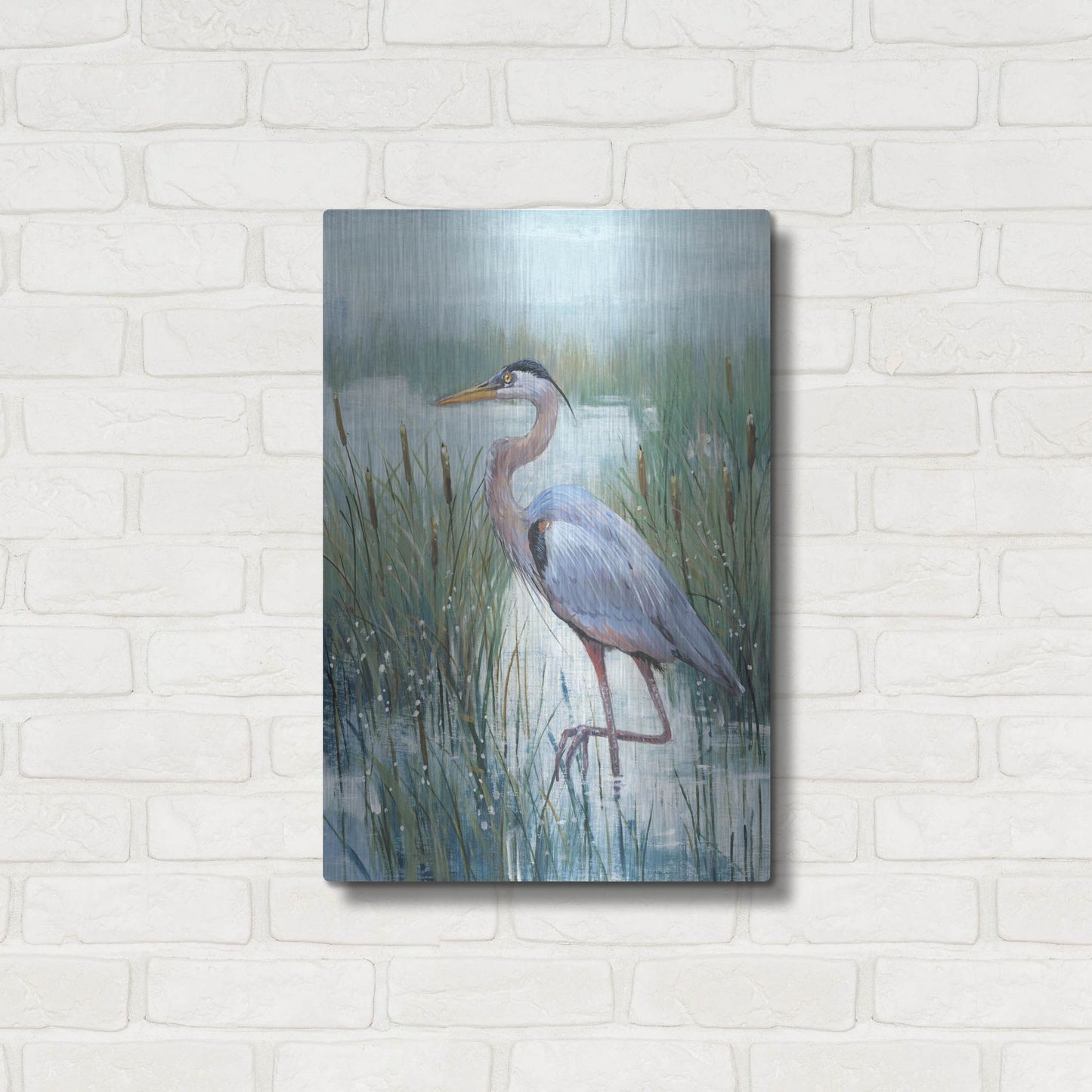 Luxe Metal Art 'Marsh Heron II' by Tim O'Toole, Metal Wall Art,16x24