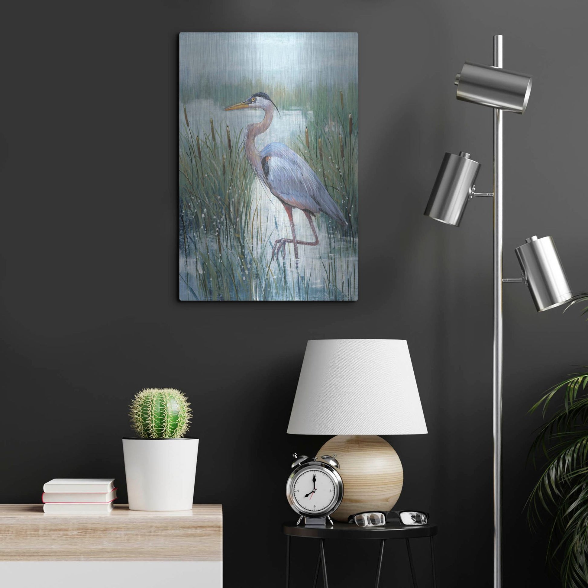Luxe Metal Art 'Marsh Heron II' by Tim O'Toole, Metal Wall Art,16x24