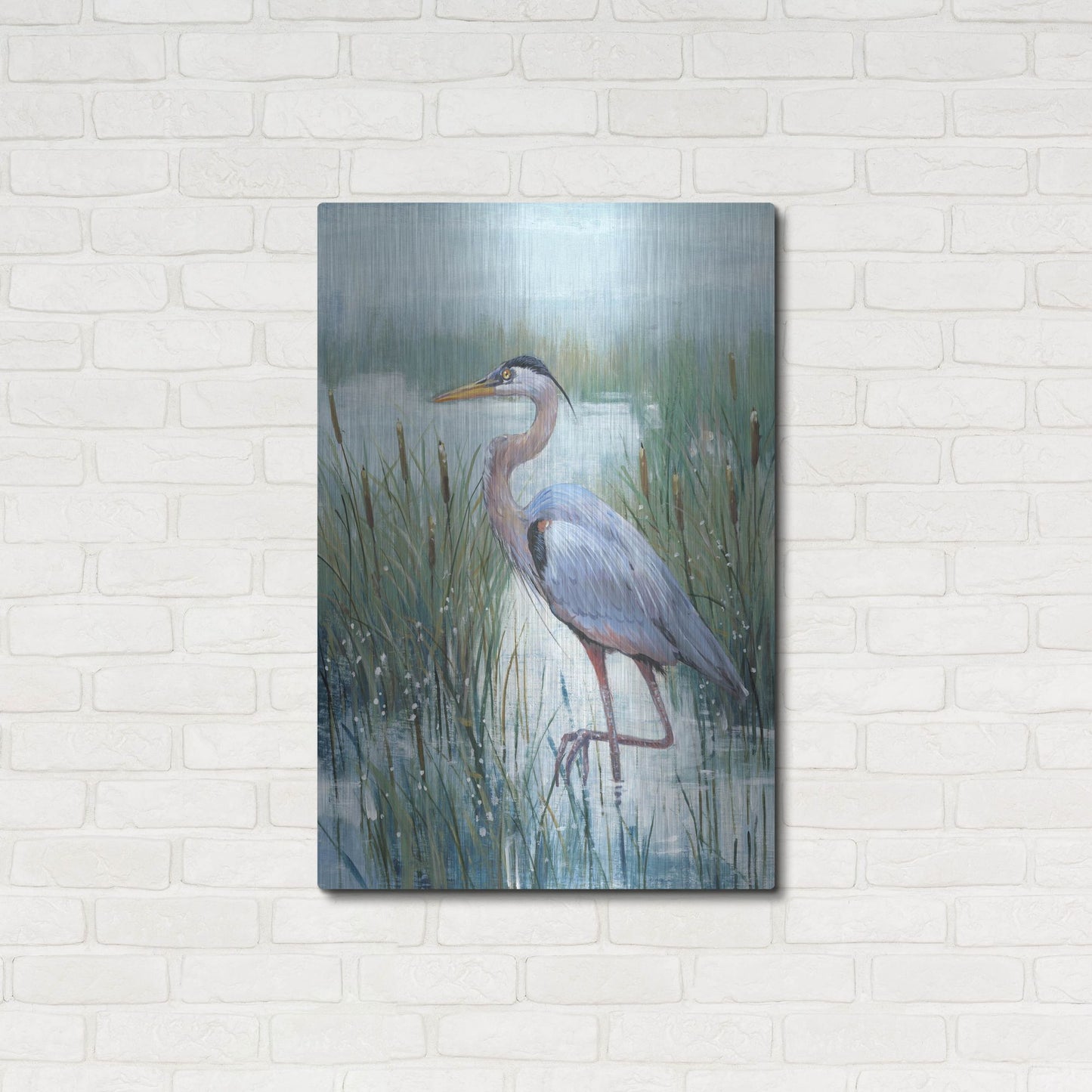 Luxe Metal Art 'Marsh Heron II' by Tim O'Toole, Metal Wall Art,24x36