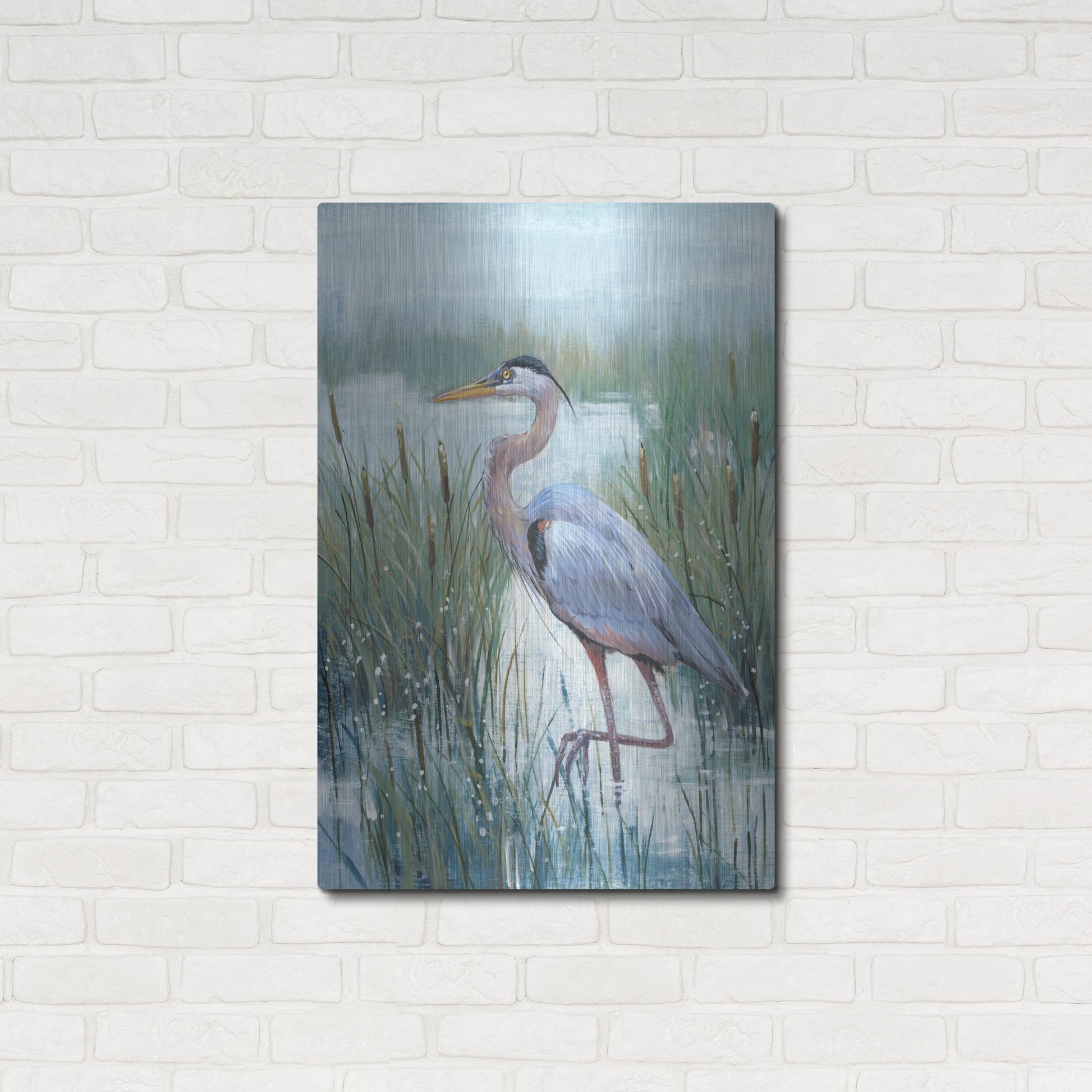 Luxe Metal Art 'Marsh Heron II' by Tim O'Toole, Metal Wall Art,24x36