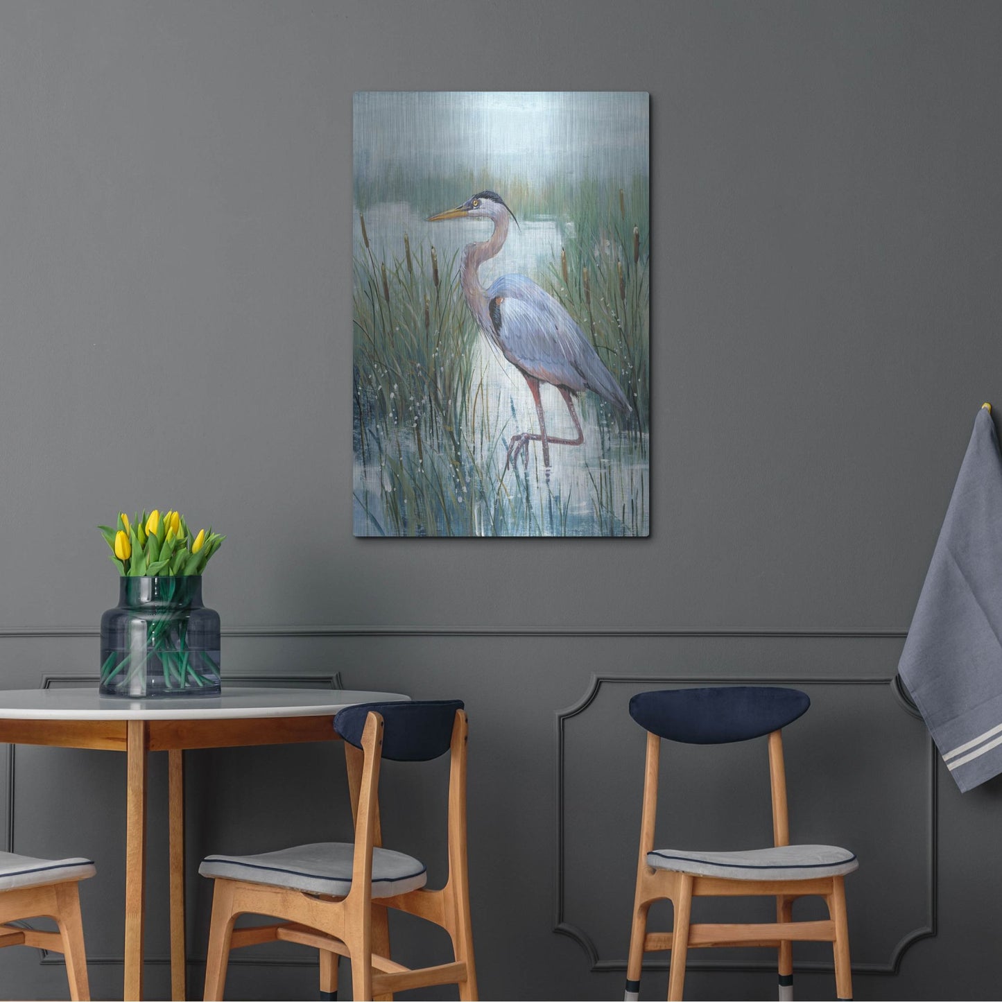 Luxe Metal Art 'Marsh Heron II' by Tim O'Toole, Metal Wall Art,24x36