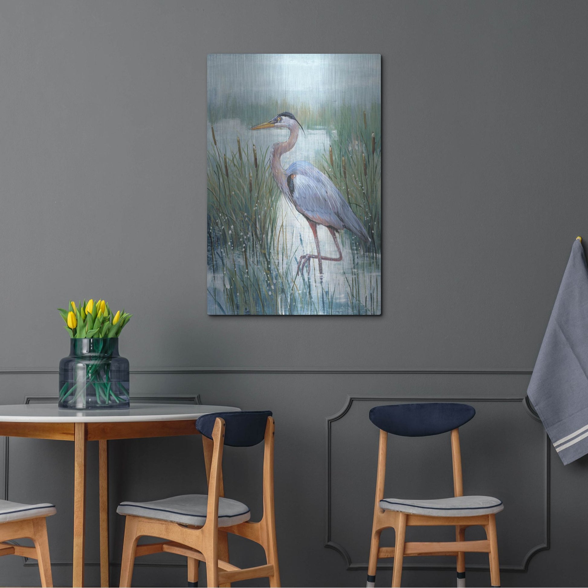 Luxe Metal Art 'Marsh Heron II' by Tim O'Toole, Metal Wall Art,24x36