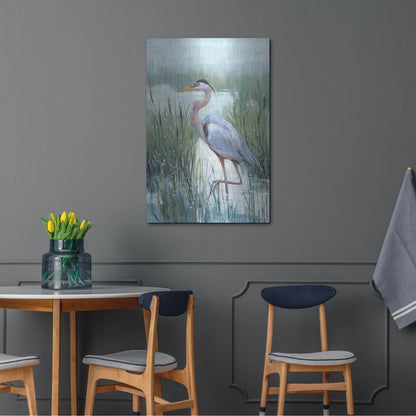 Luxe Metal Art 'Marsh Heron II' by Tim O'Toole, Metal Wall Art,24x36