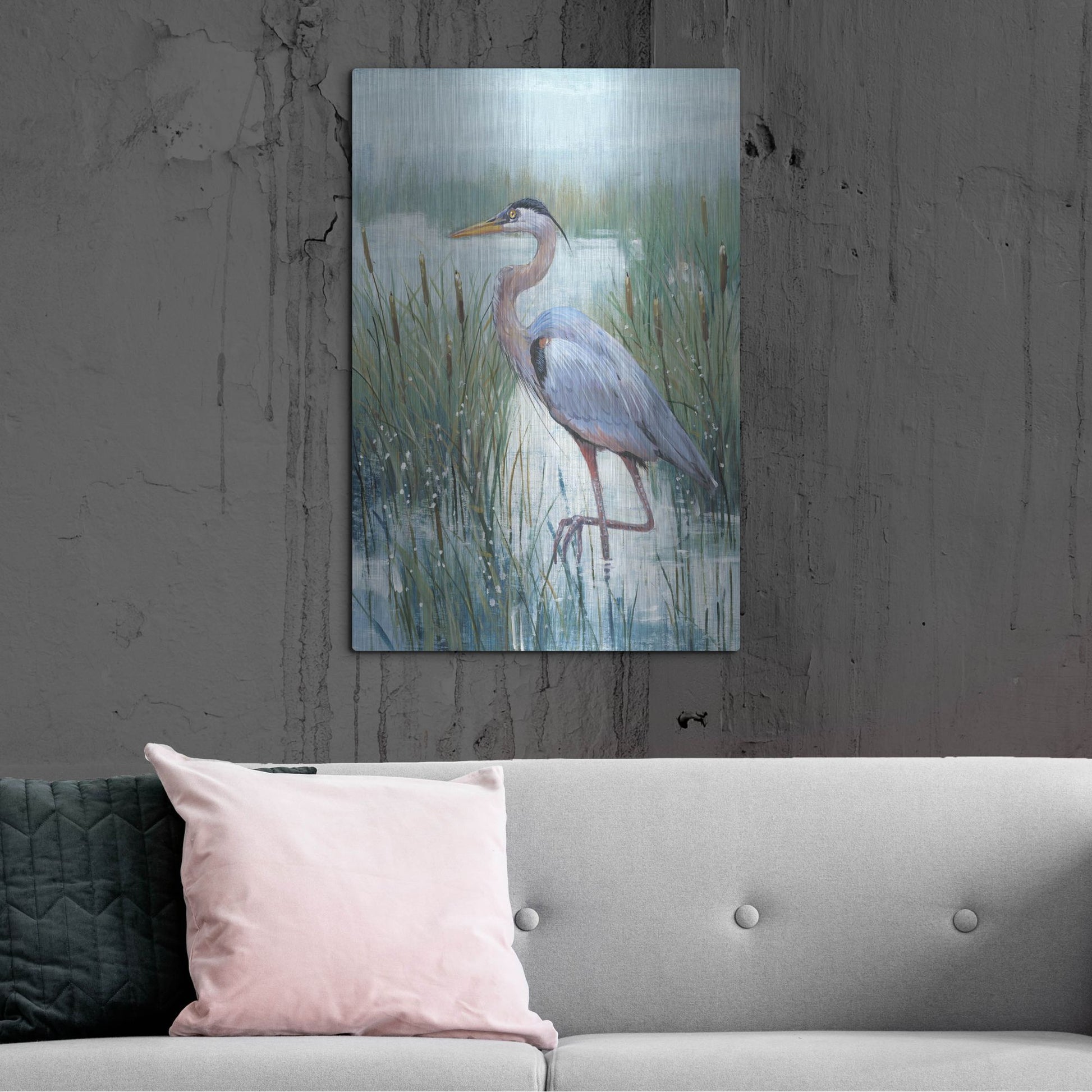 Luxe Metal Art 'Marsh Heron II' by Tim O'Toole, Metal Wall Art,24x36