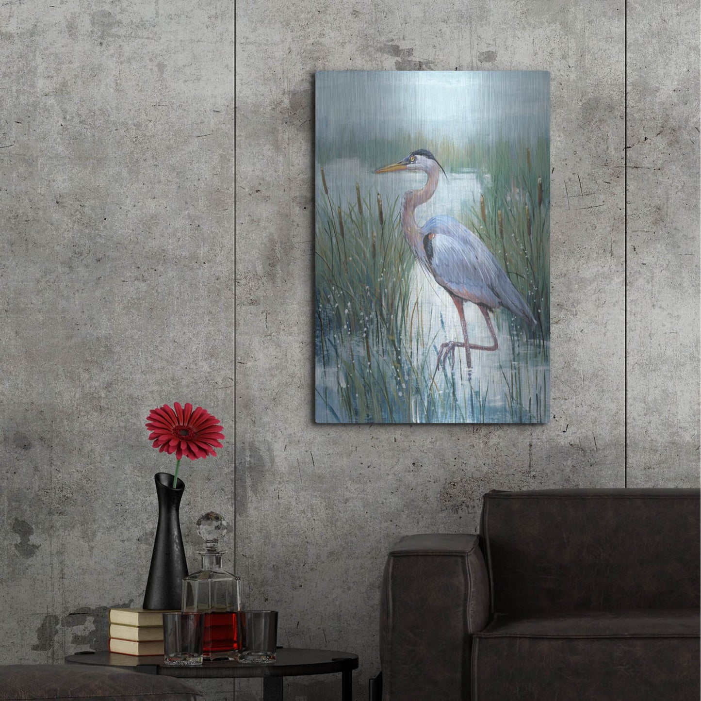 Luxe Metal Art 'Marsh Heron II' by Tim O'Toole, Metal Wall Art,24x36