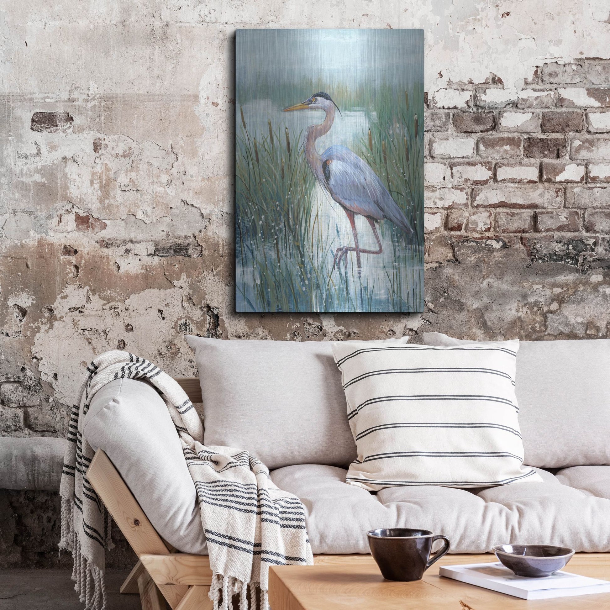 Luxe Metal Art 'Marsh Heron II' by Tim O'Toole, Metal Wall Art,24x36