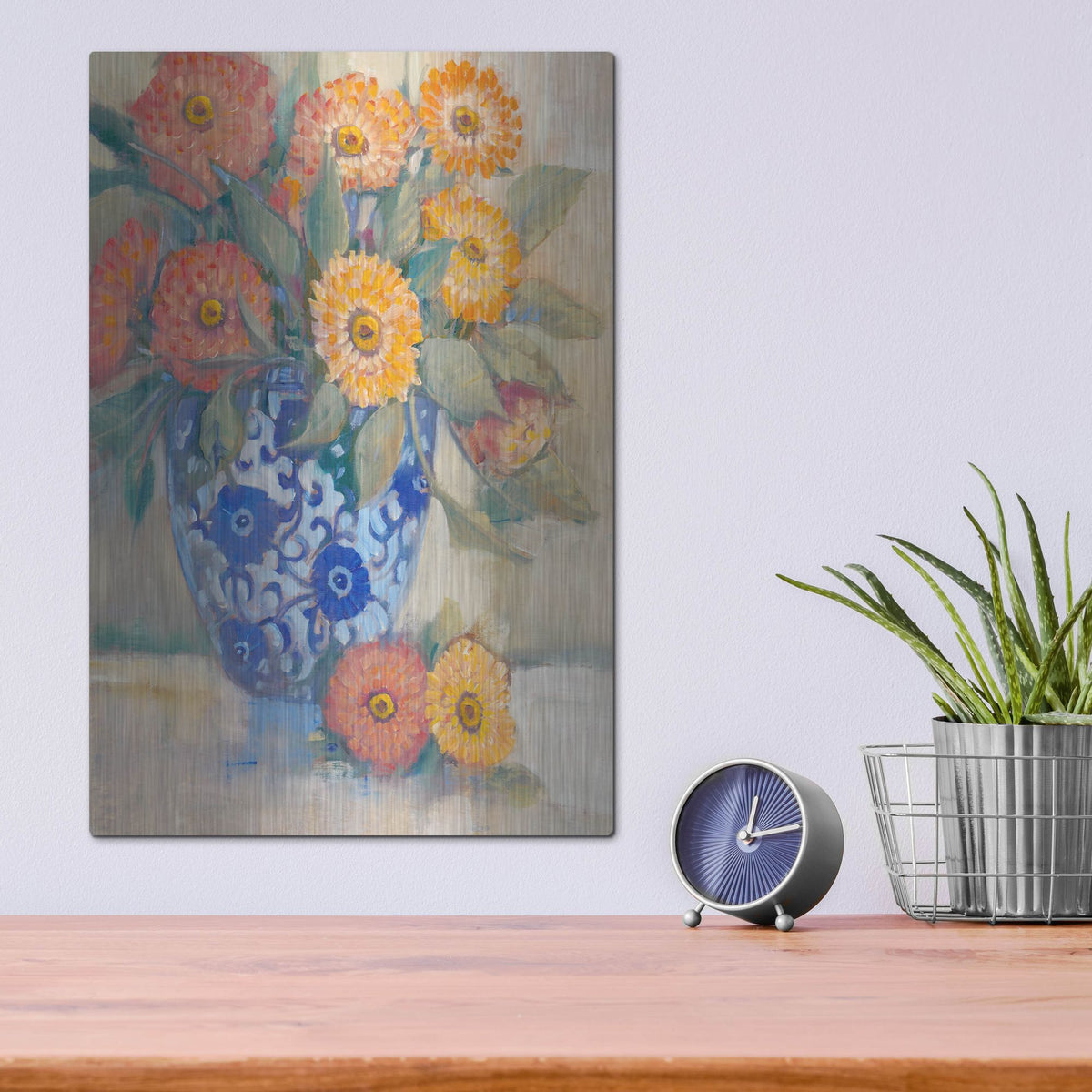 Luxe Metal Art 'Oriental Bouquet I' by Tim O'Toole, Metal Wall Art,12x16