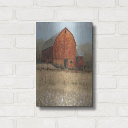 Luxe Metal Art 'Red Barn View I' by Tim O'Toole, Metal Wall Art,12x16