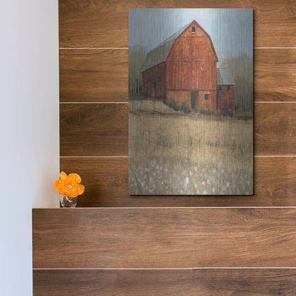 Luxe Metal Art 'Red Barn View I' by Tim O'Toole, Metal Wall Art,12x16