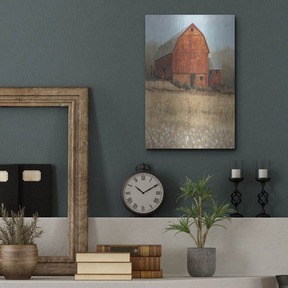Luxe Metal Art 'Red Barn View I' by Tim O'Toole, Metal Wall Art,12x16